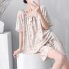 1011 New cotton and silk pajamas women's spring summer short-sleeved shorts printed suit cute fashion loungewear