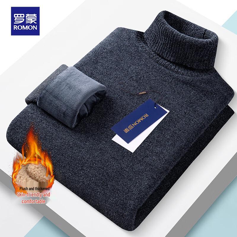 

Romon Men s Thickened Fleece Lined Turtleneck Knit Sweater 3XL