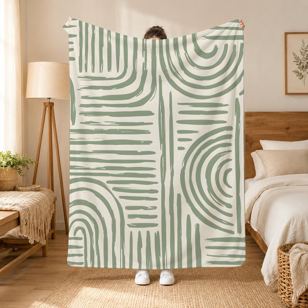 Bohemia Green Bohemian Wall Art Throw 240G Flannel Blanket, Suitable For Sofas, Beds, Offices, Exquisite Gift Blankets