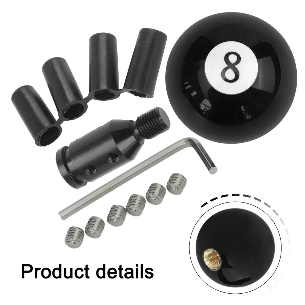 Black 8 Ball Billiard Style Gear Shifter Knob and Fashionable Car Lever for Most Manual and Automatic Vehicles
