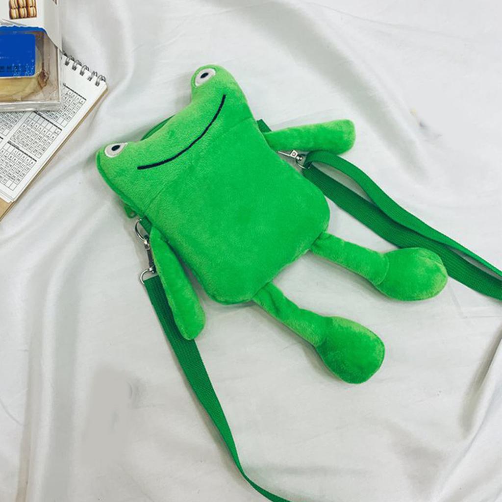 Casual Cartoon Shoulder Bag Cute Green for Frog Crossbody Bag Messenger Bag Plush Bag Handbag for Family Gatherings