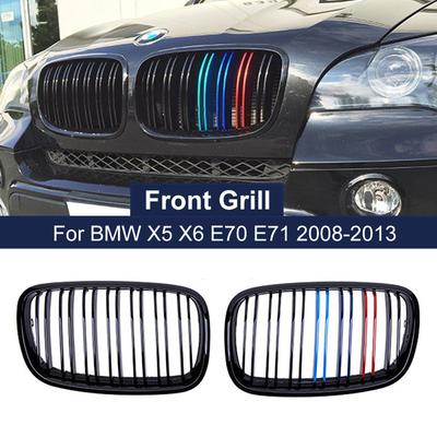 Pár M farba Dvojitá lamela Mriežka chladiča Pre BMW X5 E70 2007-2013 X6 E71 E72 2008-2014 Pretekárske mriežky Autopríslušenstvo
