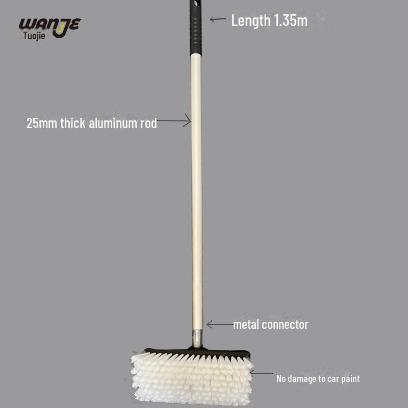 Telescopic Car Cleaning Brush with Soft Bristles, Long Handle, and Absorbent Mop Head
