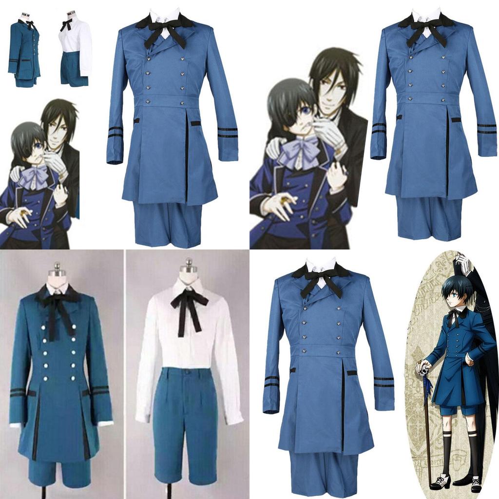 Stylish Blue And White Ciel Phantomhive Costume Outfit For Unisex Cosplay Events