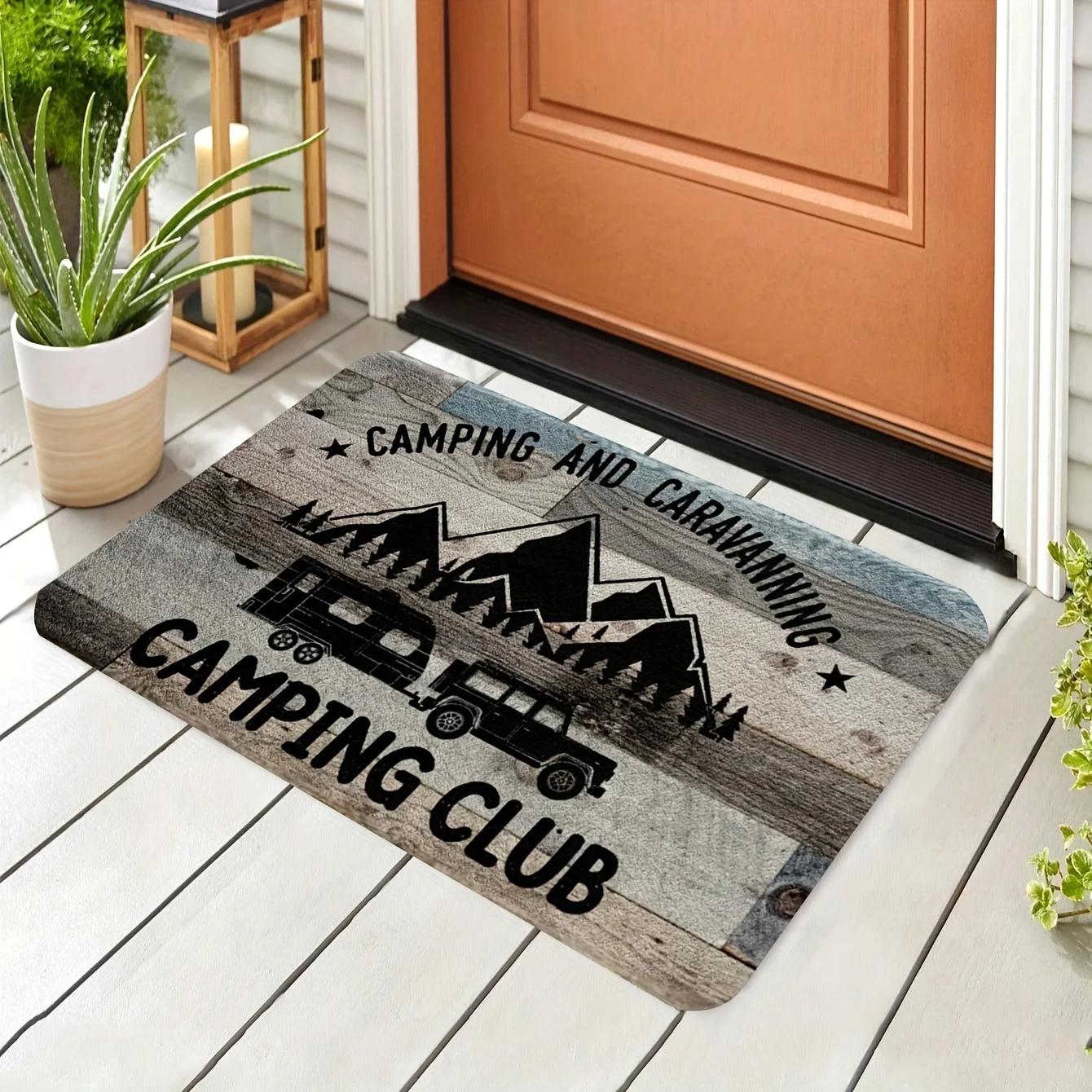 

Fun Camping RV Theme Mat for Outdoor Enthusiast Home Front Door Porch Indoor Entryway RV Gear Area Non-Slip Durable Mat 50X80cm