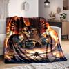 1Pc Alien Creatures Fiery Sky Flannel Blanket, Soft And Comfortable, Casual Warm, Camping Travel, Christmas, Halloween Xmas Gift. G148