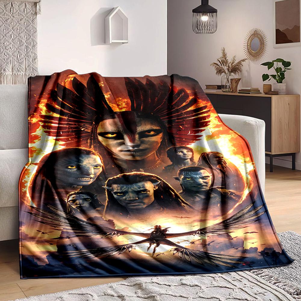 1Pc Alien Creatures Fiery Sky Flannel Blanket, Soft And Comfortable, Casual Warm, Camping Travel, Christmas, Halloween Xmas Gift. G148