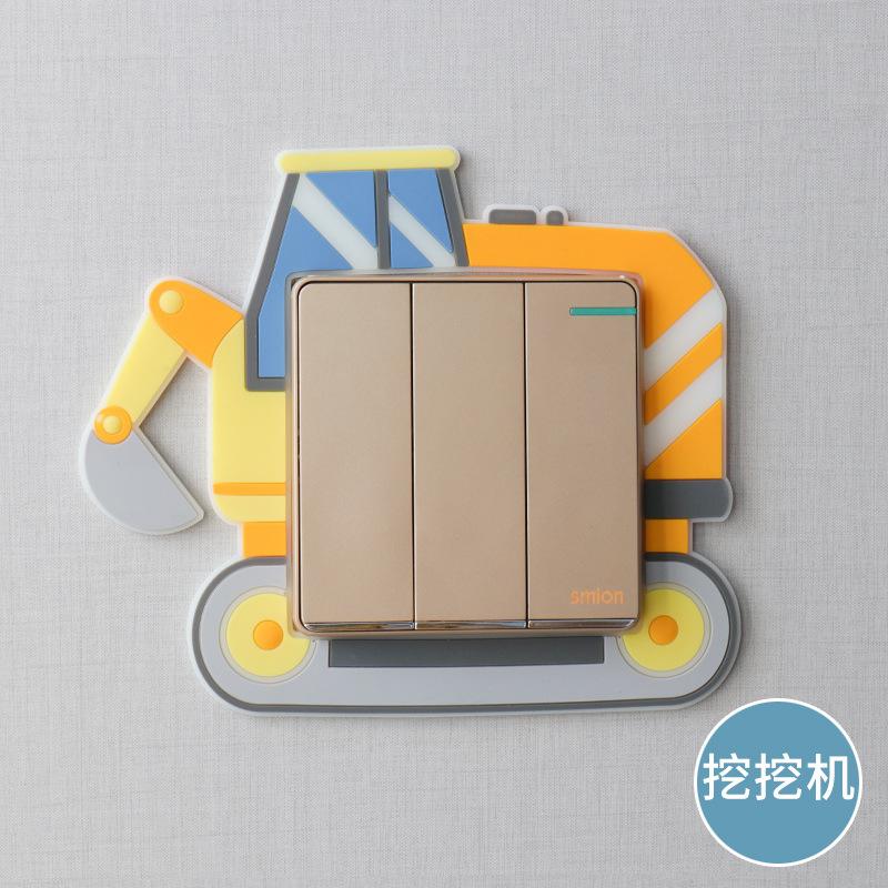 3D Switch Stickers Silicone Wall Sticker Luminous Cactus Plant Protective Cover for Switch Socket Cartoon Home Decoration