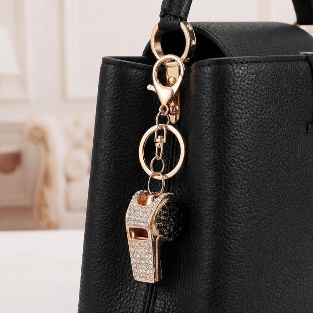 Luxury Rhinestones Whistle Keychain Creative Shining Whistle Pendant  Bag Ornament