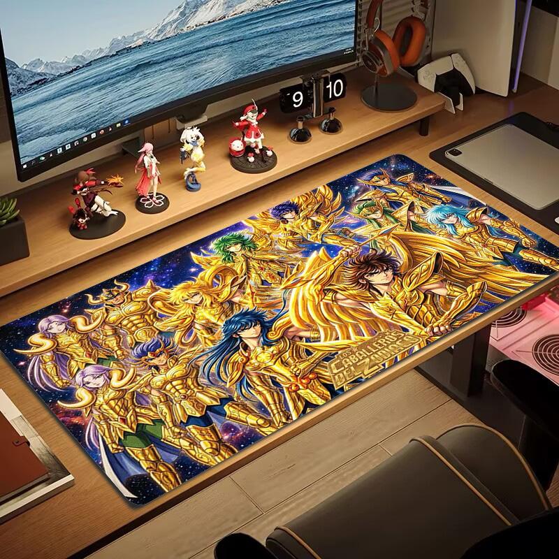 Saint Seiya Anime Color Mouse Pad Large Gaming Table Cushion Non-slip Laptop Tablet Big Mousepad XXL Mat Mini PC Playmat With Lock edge