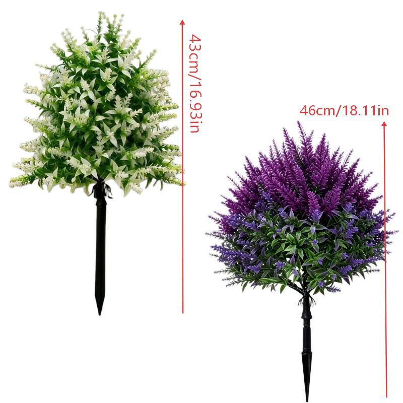 Artificial Lavender Topiary Stake Plant Fake Violet Flower Ground Stake For Garden Yard Patio Lawn Outdoor Landscape Decor