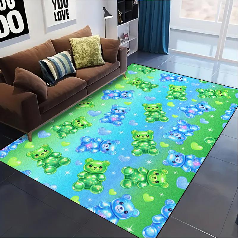 Rainbow Gummy Bear Carpet Rug for Living Room Bedroom Home Sofa Decoration,Kids play Non-slip Floor Mat