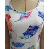 2024 Women Summer Suspenders T Shirts Tie Dye Feather Printed Tank Tops O Neck Sleeveless Tank Tee Ladies Casual Loose Vest