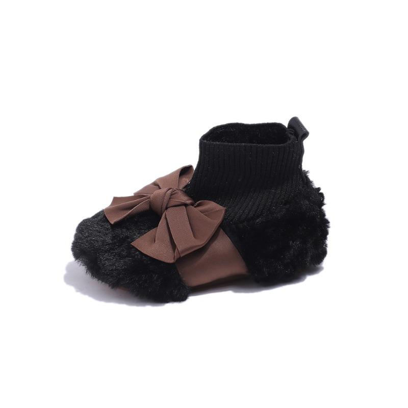 Girls fluffy shoes winter children's cotton shoes boys shoes plush bow classmate baby socks boots
