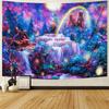 Racunbula Blacklight Tapestry Fantasy Forest Tapestry UV Reactive Waterfall Rainbow Tapestries Misty Jungle Plants Nature Landscape Tapestries Wall