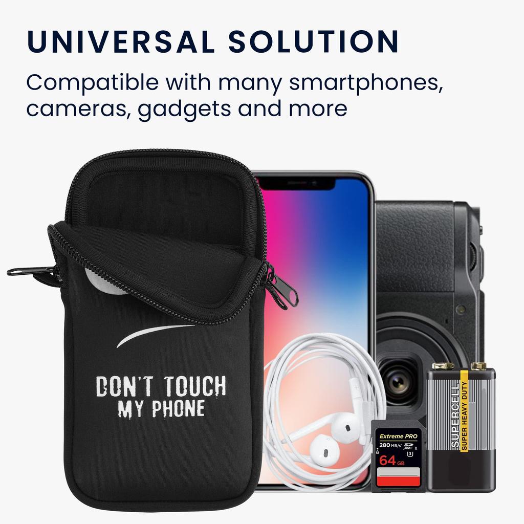 kwmobile Smartphone Shoulder Bag XL Fits Neoprene Neck Strap Protective Case with Touch My Design - 6.7/6.8" - "Don't Phone"
