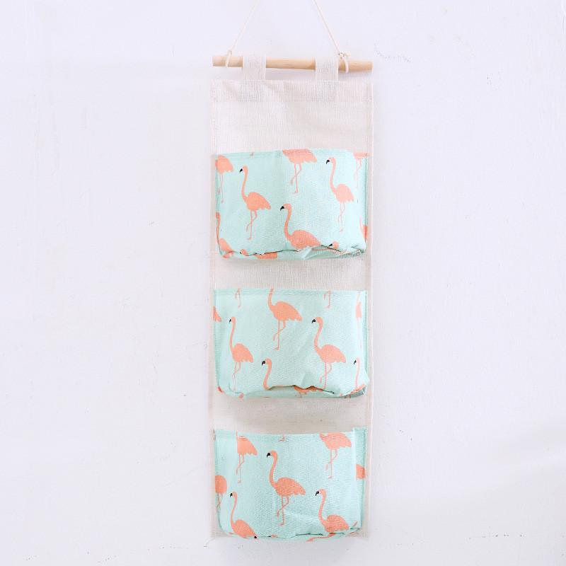 Cotton Linen Hanging Storage Bag With Multilayer Design For Living Room Organization