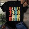 January 1980 The Birth Of Legends Vintage Unisex Men's and Women's T-shirts