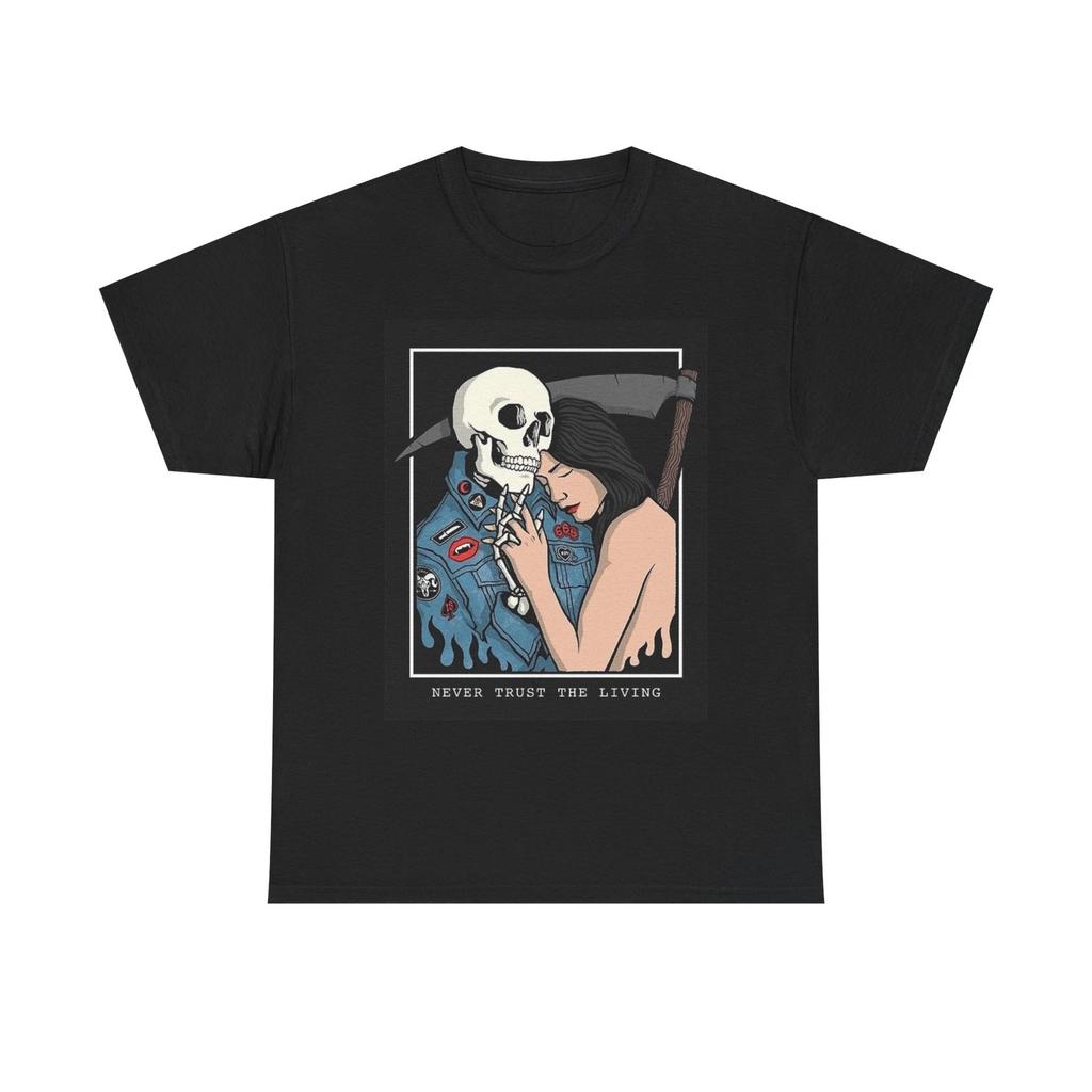 Never Trust The Living Graphic T Shirt NEW Cotton Tee Gift