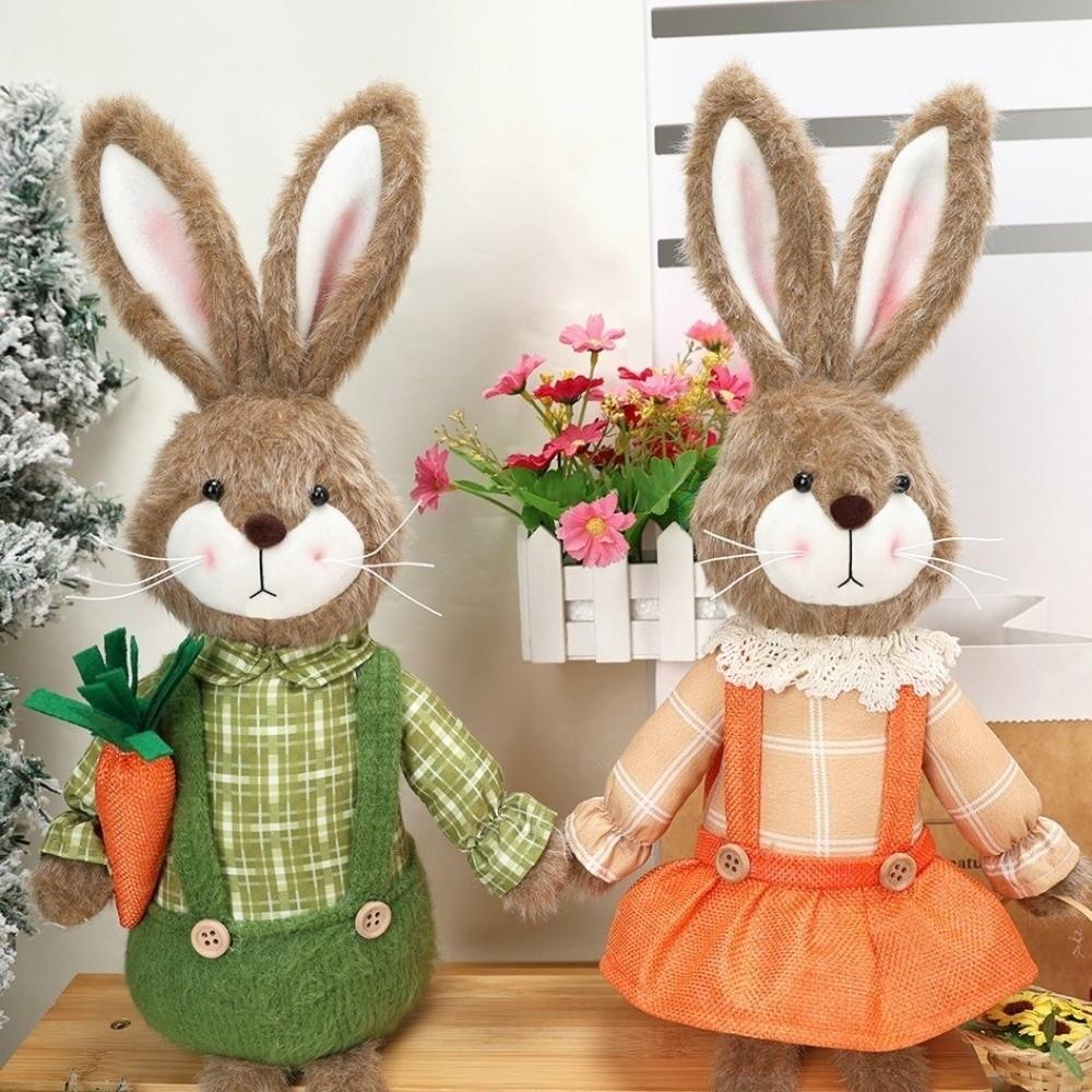 Adorable Handmade Bunny Figurine Pastoral Style Rabbit Decor Bunny Plush Toy  Holiday Decor