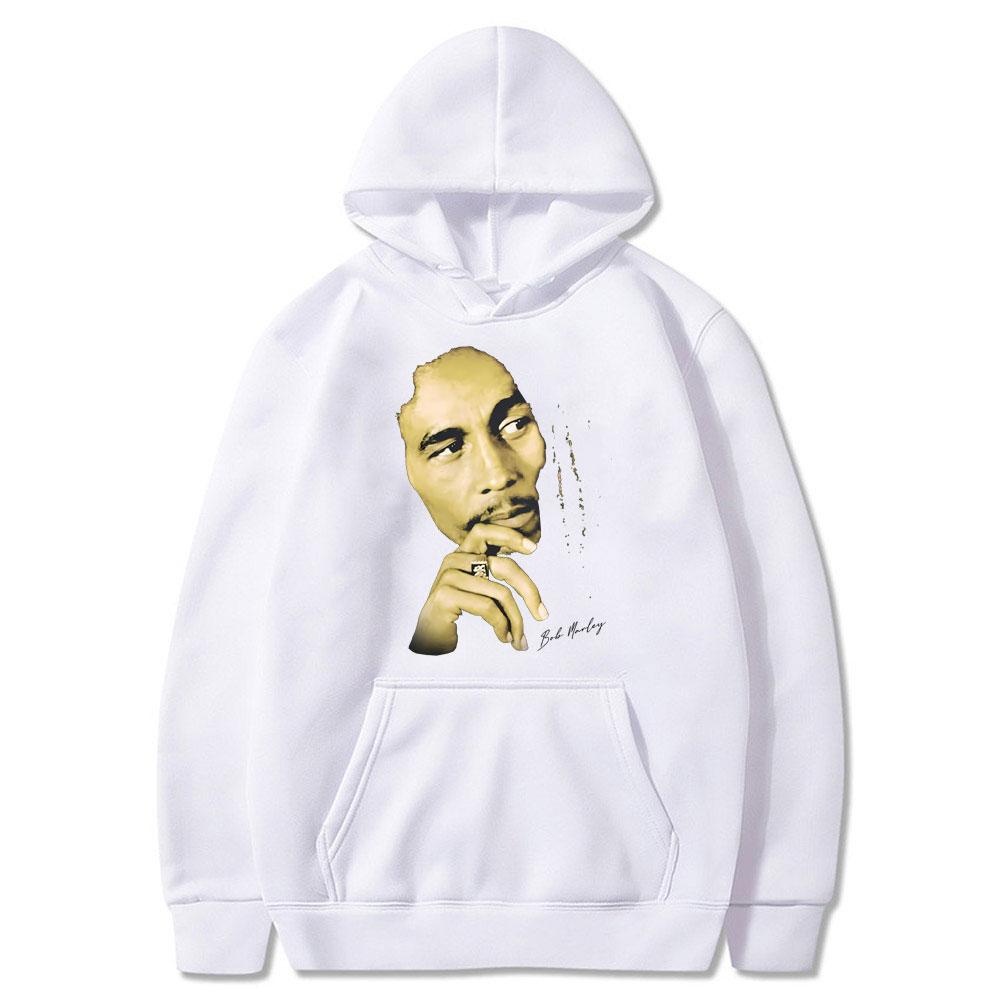Classic Vintage Rapper Bob Marley Big Face Graphics Hoodie Bob Marley Anniversary Album Print Hoodies Men Hip Hop Black Clothing
