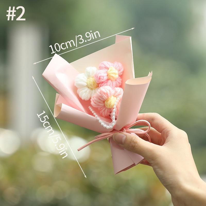 Sunflower Bouquet Gift Handmade Knitted Creative Valentine's Day Gifts For Girl DIY Simulate Bouquet Handmade Knitted Bouquet