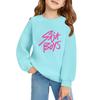 Kids' Long Sleeve Loose Pullover Letter Printed Round Neck Sweatshirt