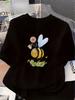 Unisexs Casual Short Sleeve TShirt with Cute Bee Floral Print Round Neck Summer Essential Top Print Top Fashion Unisex Clothing