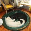 Yin Yang Cat Round Carpet Anti Slip Backing Flannel Soft Machine Washable for Living Room Bedroom Home Decor