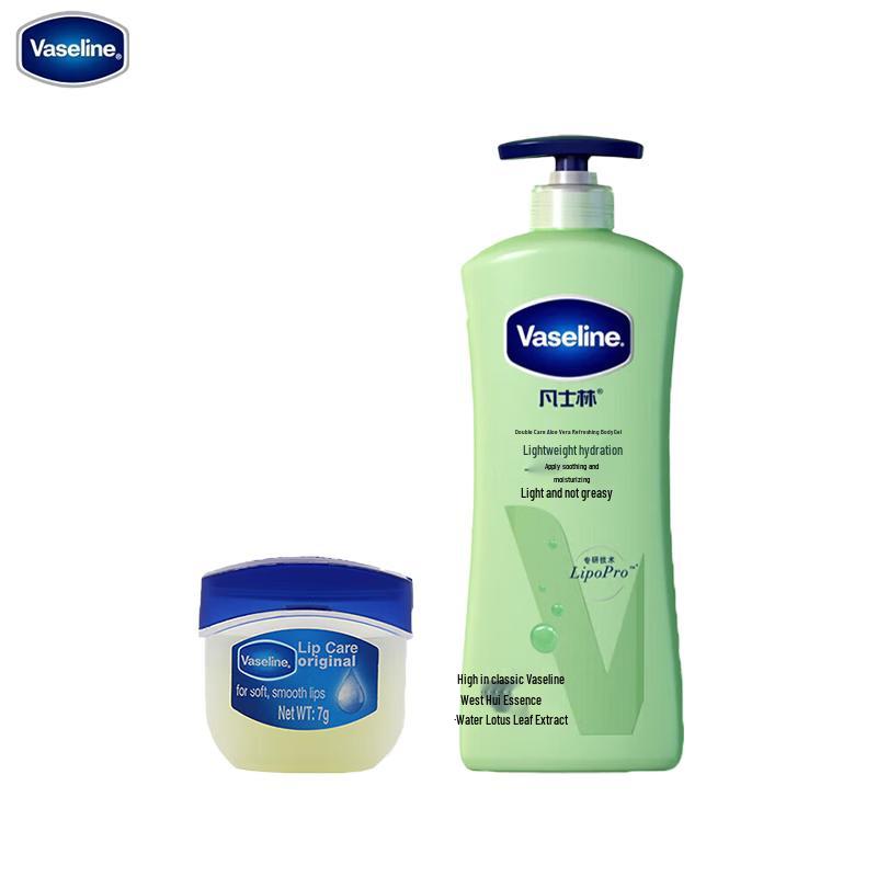 Vaseline Aloe Fresh Body Lotion & Original Lip Balm Set