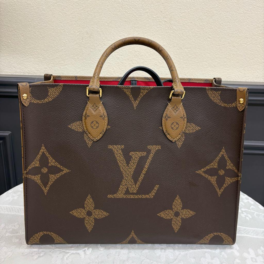[Pre-Owned] Louis Vuitton Onthego MM 'Brown Giant Monogram/Brown Monogram Reverse Canvas' - Very Good #FCPG2