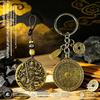 Vintage Brass Zhao Gongming Lucky Pendant Keychain Fortune Blessing Design For Car Key Bag Decoration Good Luck Gift