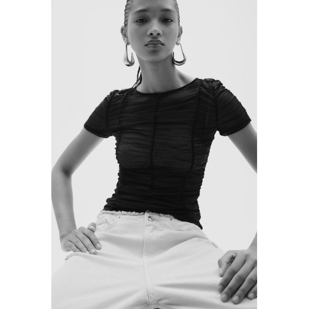 

Топ из сетки HM Shirring, черный