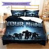 Name Custom Halo Game Pattern Bedding Set Quilt Cover Pillowcase Home Decor Gift (1 * Duvet Cover + 2 * Pillowcase, Without Core)