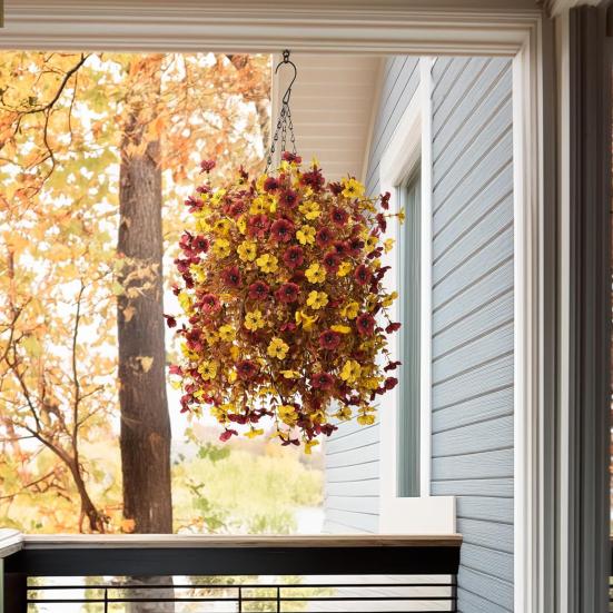 1/2/3/4Pcs Fall Hanging Artificial Violet Flower UV Resistant Realistic Fake Flower Wedding Party Indoor Outdoor Garden Wall Hanging Faux Flower