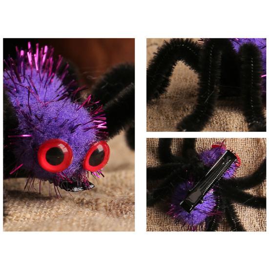 Halloween Spider Hair Clip for Kids Adults Furry Spider Hair
