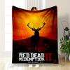 Red Dead Redemption II Deer Silhouette Blanket Flannel Blanket for Bedroom, Living Room, Sofa, and Nap Sofas.