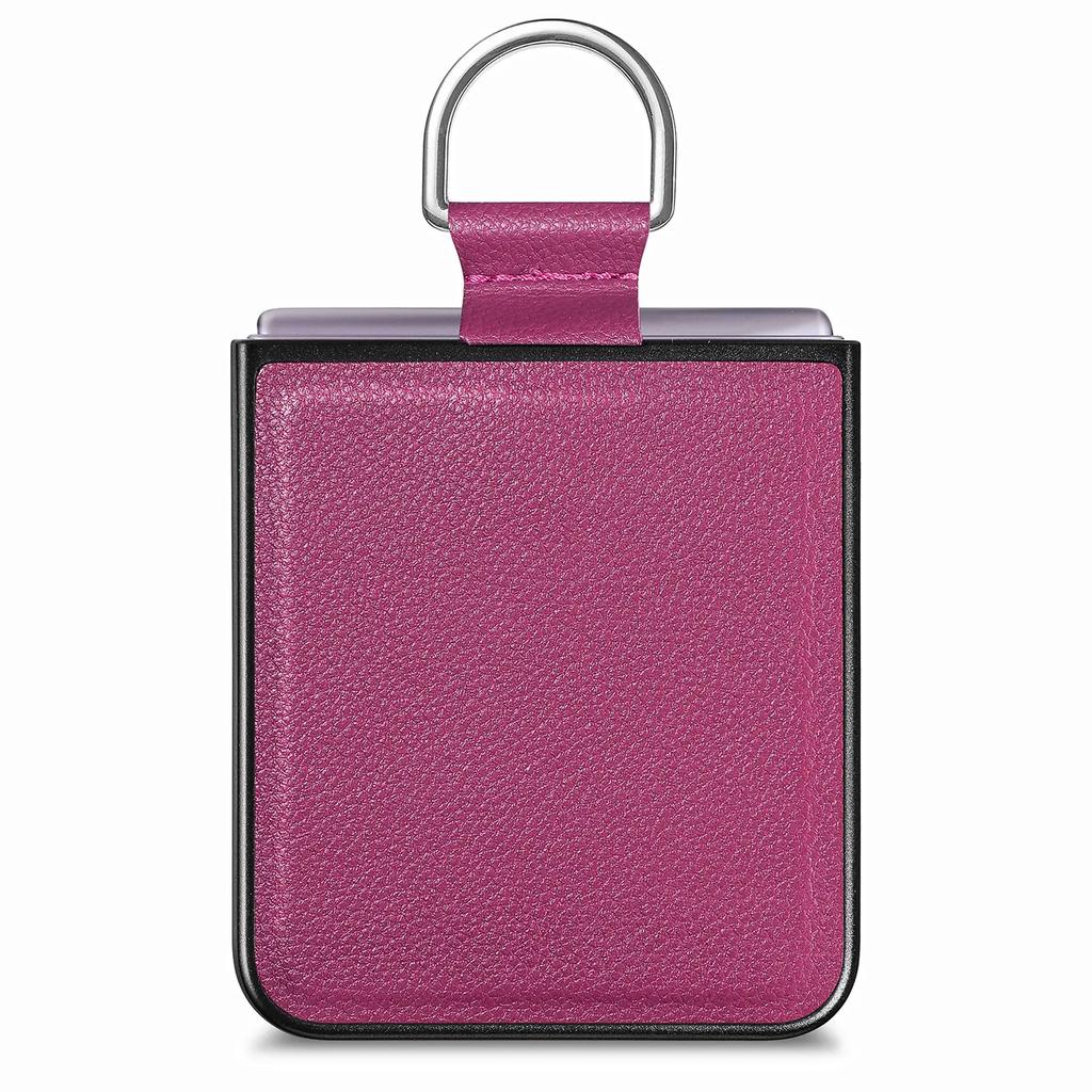 Fall Protection Ring Holder Leather Case for Samsung Galaxy Z Flip 4 5 6 flip6 Flip5 Flip4 Flip3 Flip 3 2 1 5G Zflip4 Cover
