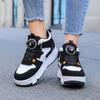 Jungen Jugend Rollschuhe Schuhe Abnehmbare Flache Schuhe Vierrädrige Laufschuhe für Kinder - Rollschuhe mit Sportschnalle