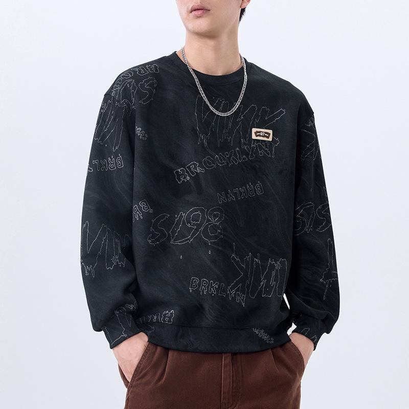 2024 Autumn Men’s Luxury Trendy Long Sleeve Round Neck Plus Size Hoodie