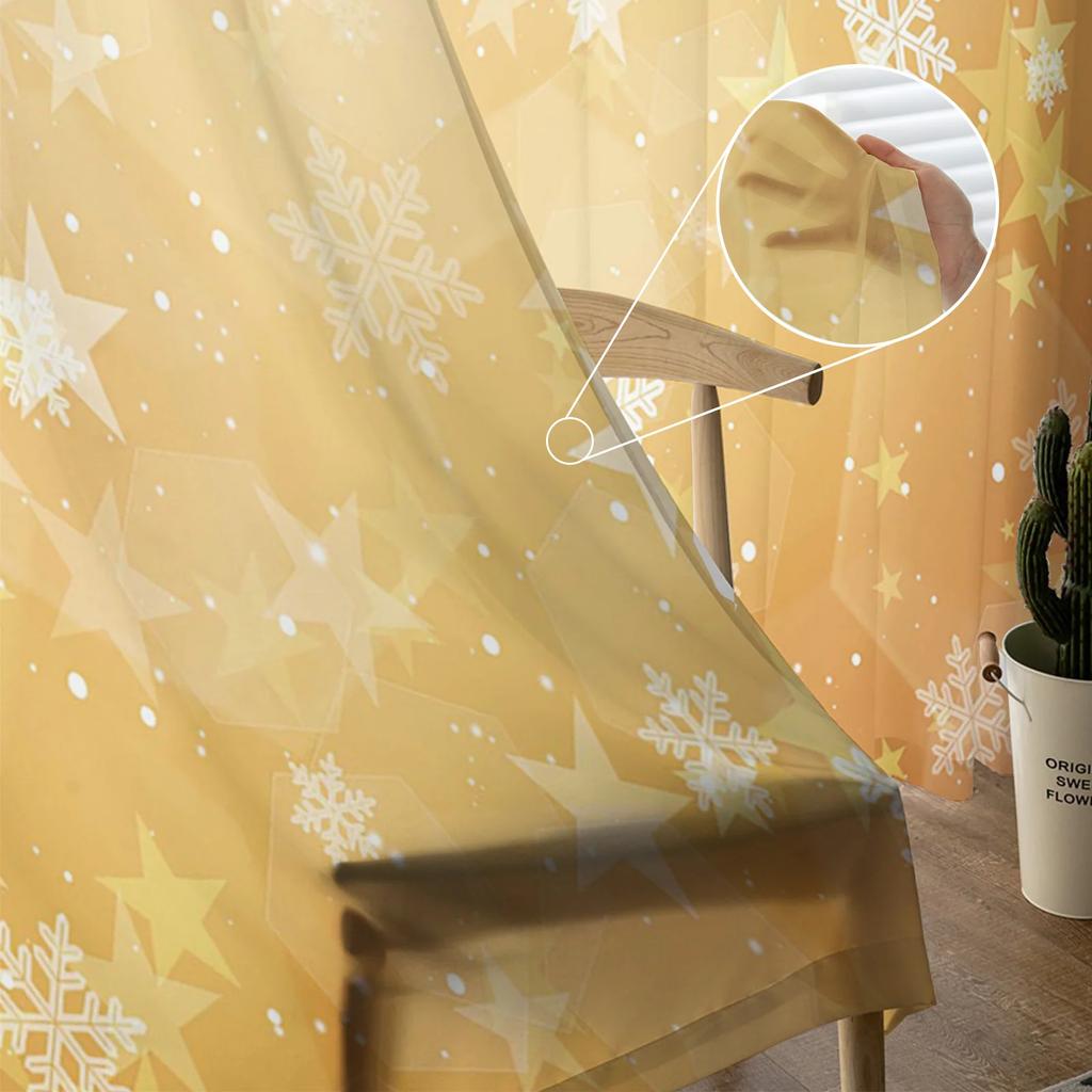 Christmas Snowflake Background Tulle Window Curtains Living Room Organza Sheer Voile Curtain Bedroom Kitchen Home Decor Drape