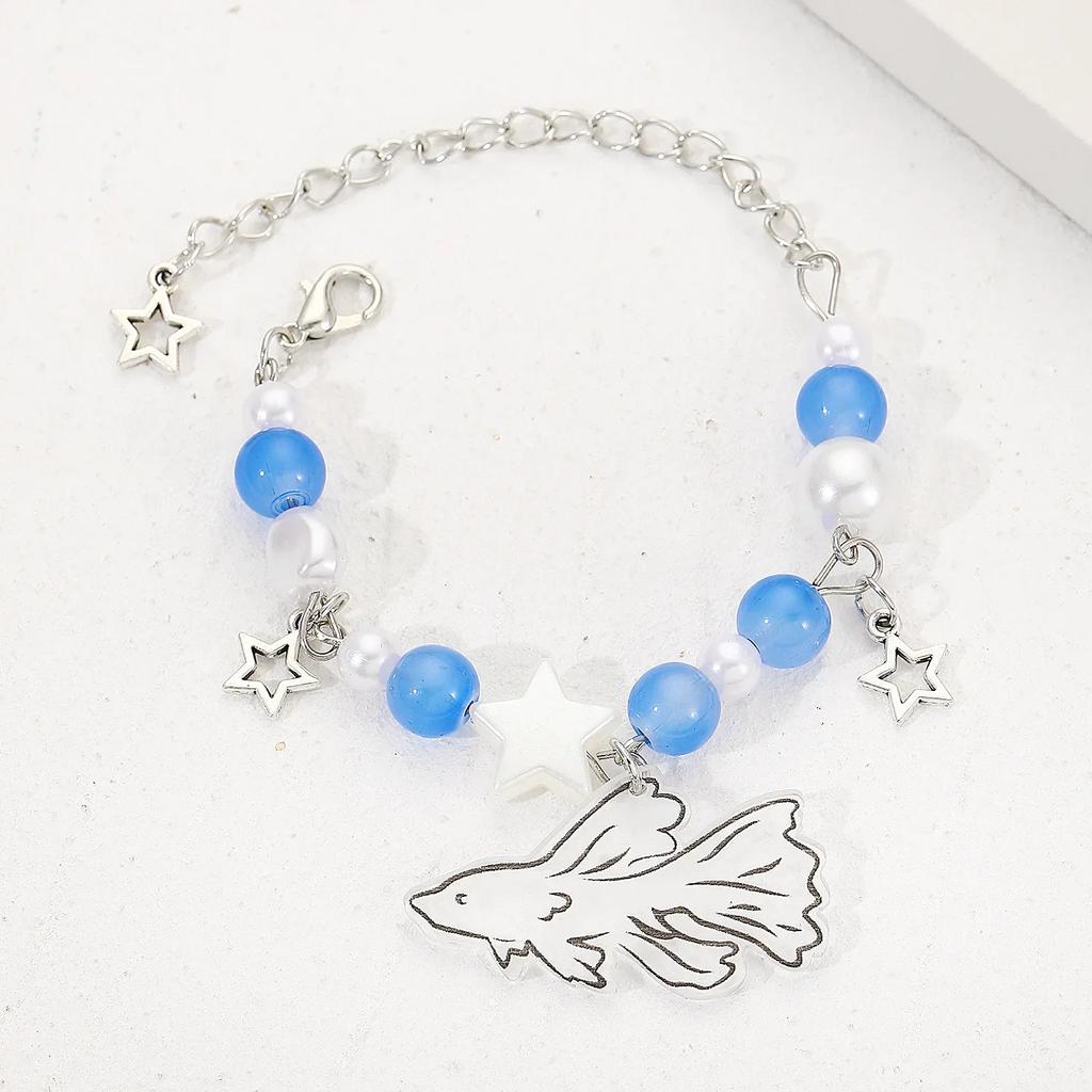 Punk Style Hollow Four Pointed Star Couple Bracelet for Women Men Creative Design Handmade Guitar Heart Bangle Y2K Jewelry Gift