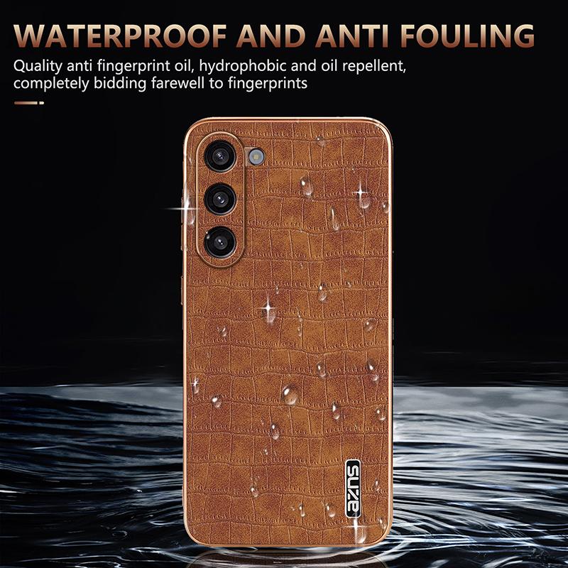 For Samsung Galaxy S23 Case Crocodile Texture PU+TPU Electroplating Phone Cover