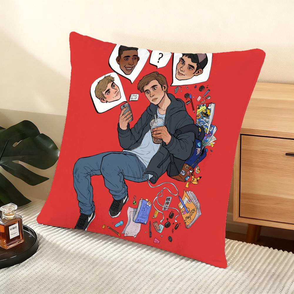Love Simon Gay Movie Cushion Cover Silky Short Plush Home Sofa Cushion Cover - Invisible Zipper Home Decoration