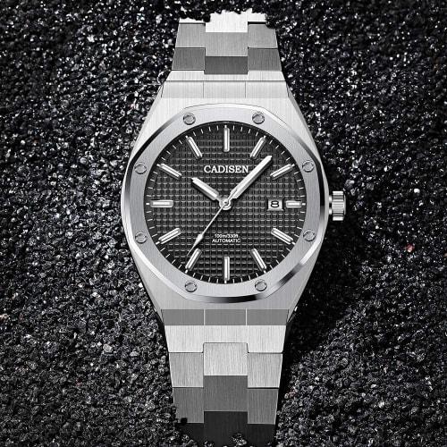 CADISEN Men's Automatic Watch, Made in Japan, MIYOTA 8215 Movement, Royal Oak, German Designer, Retro Style, Diver's Watch, 10 ATM Water Resistant, He