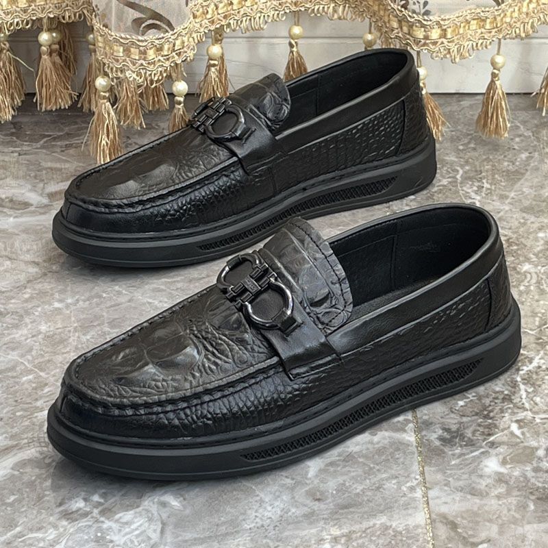 

Crocodile pattern Doudou shoes men s genuine leather soft-soled European goods, high-end sense, one pedal casual leather shoes, loafers men s summer 44
