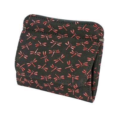 Inden Wallet Coin Purse Coin Purse G Deerskin Black with Red Lacquer Dragonfly Pattern 1208-21-008