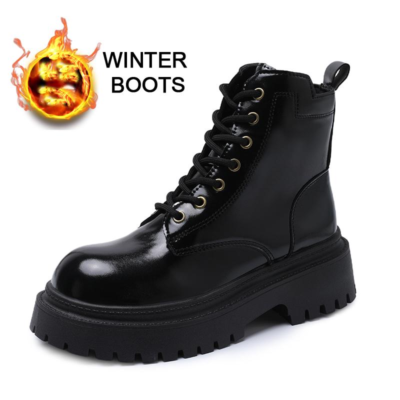 

Women’s Winter Boots Casual Short Boots Girl Fashion Booties Black Warm Ankle Boots with Fur Plus Size EU: 35