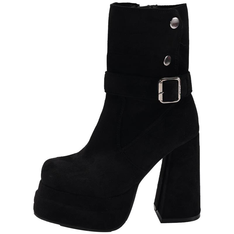 Vintage European and American Matte Thick Heel Thin Thick-soled Sleeve Western Boots Women's 2025 Autumn and Winter New Fashion Boots