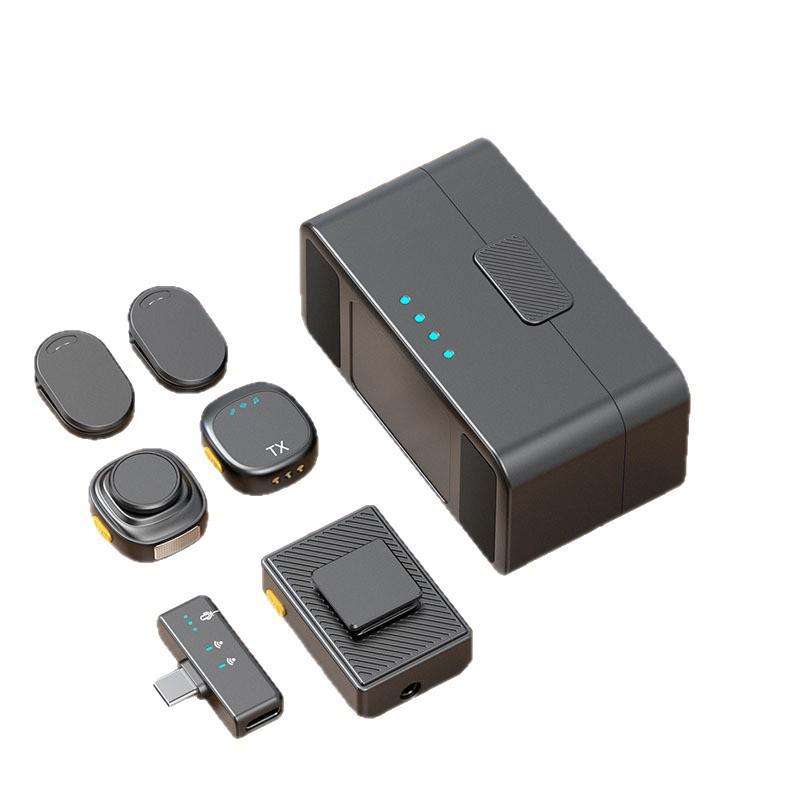 Magnetic Wireless Lavalier Microphone with Cold Shoe Mount and Noise Reduction for Live Streaming and Outdoor Shooting.
